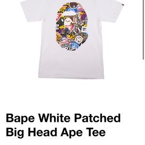 Bape White Patched Big Head Ape Tee Size XL